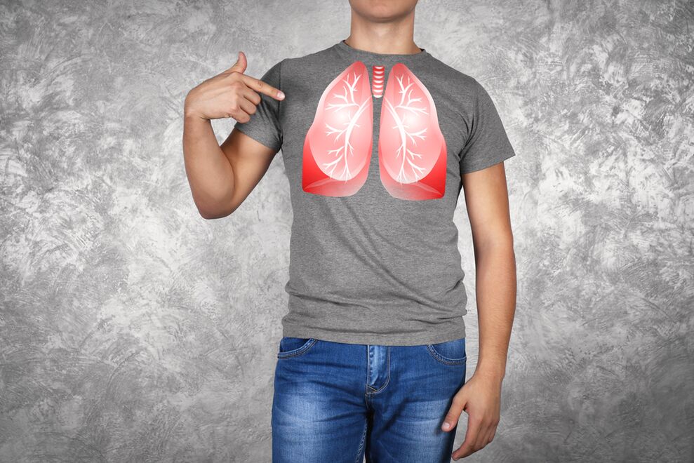 ilustração dos pulmões de um homem
